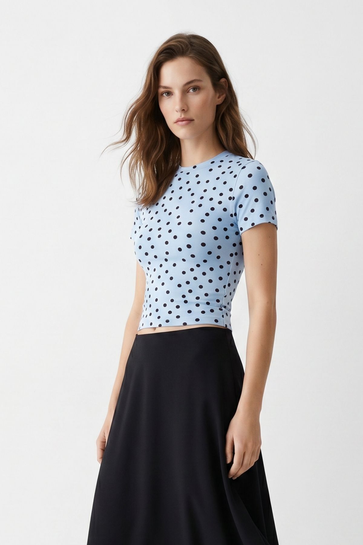 Mavi Bisiklet Yaka Kısa Kol Puantiyeli Slim Fit Tişört 2911 - 1