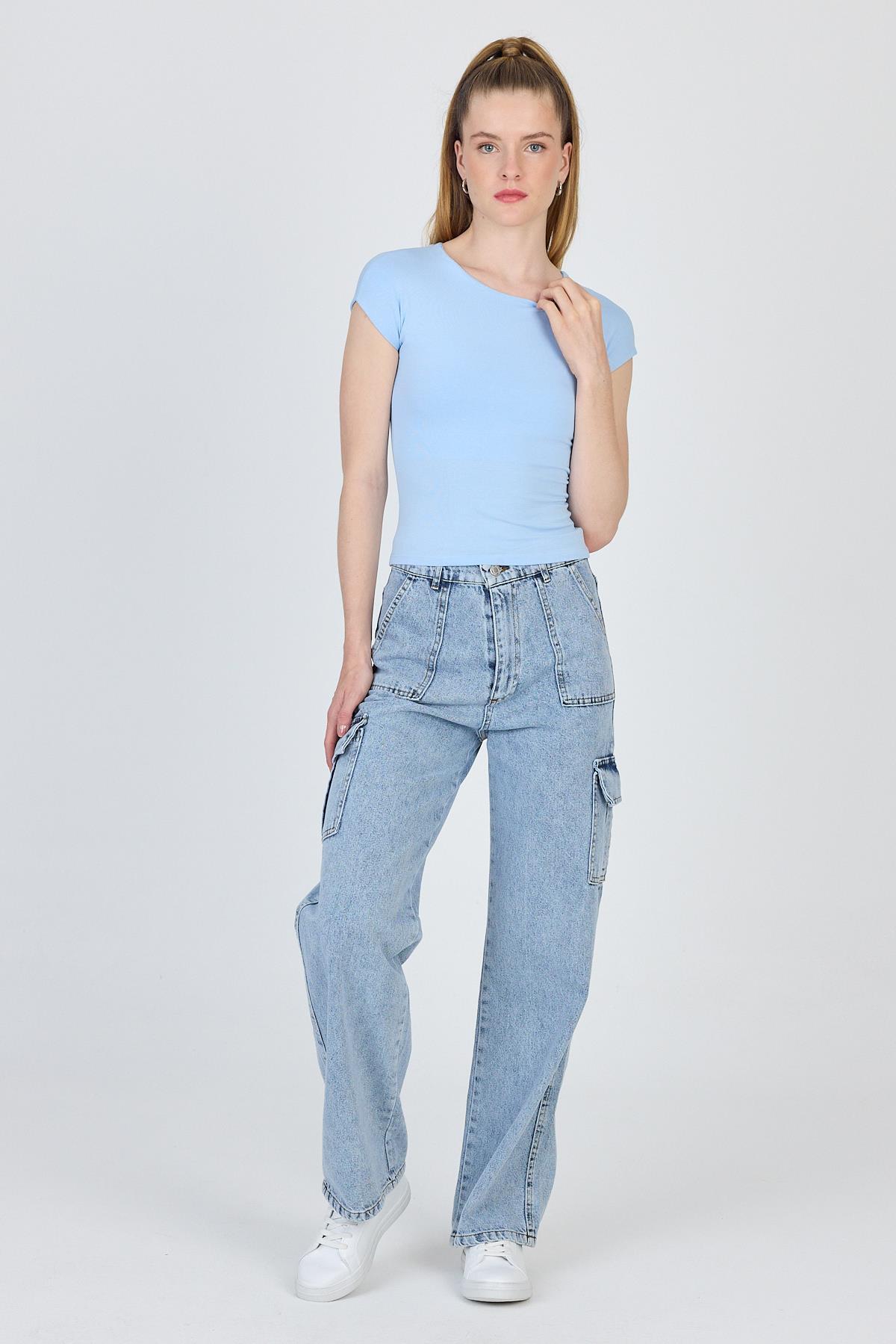 Mavi Bisiklet Yaka Pamuklu Slim Fit Tişört 9190 - RAYS