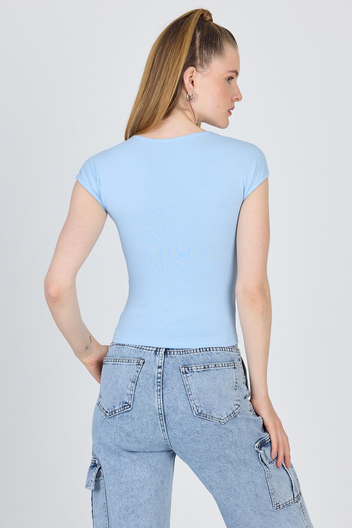 Mavi Bisiklet Yaka Pamuklu Slim Fit Tişört 9190 - 5