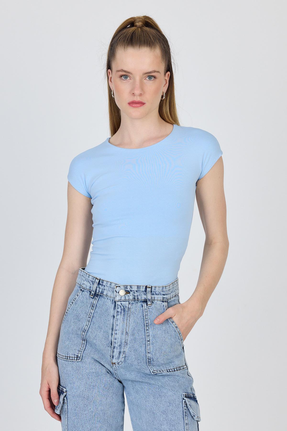 Mavi Bisiklet Yaka Pamuklu Slim Fit Tişört 9190 - RAYS