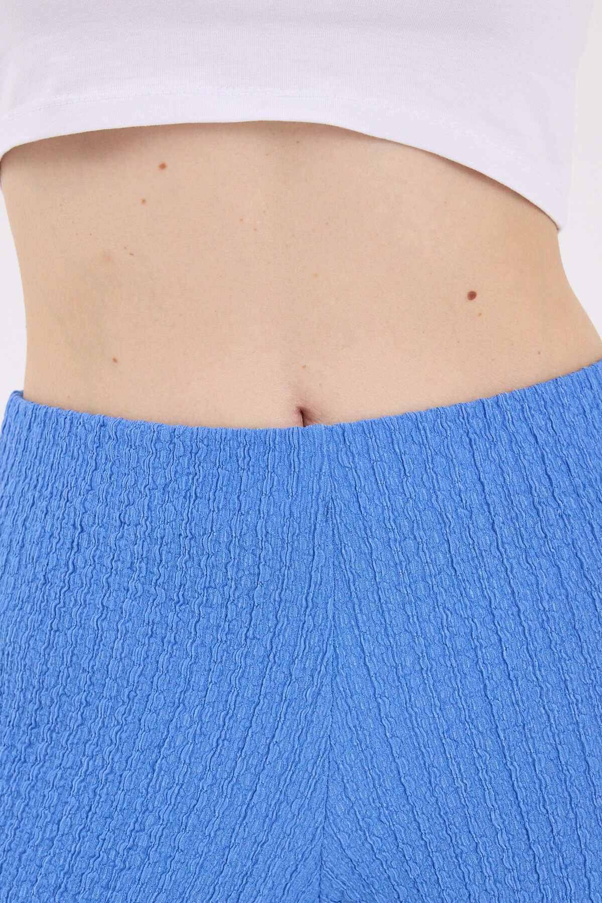 Mavi Bol Paça Bel Lastikli Bürümcük Kumaş Pantolon 2466 - 4