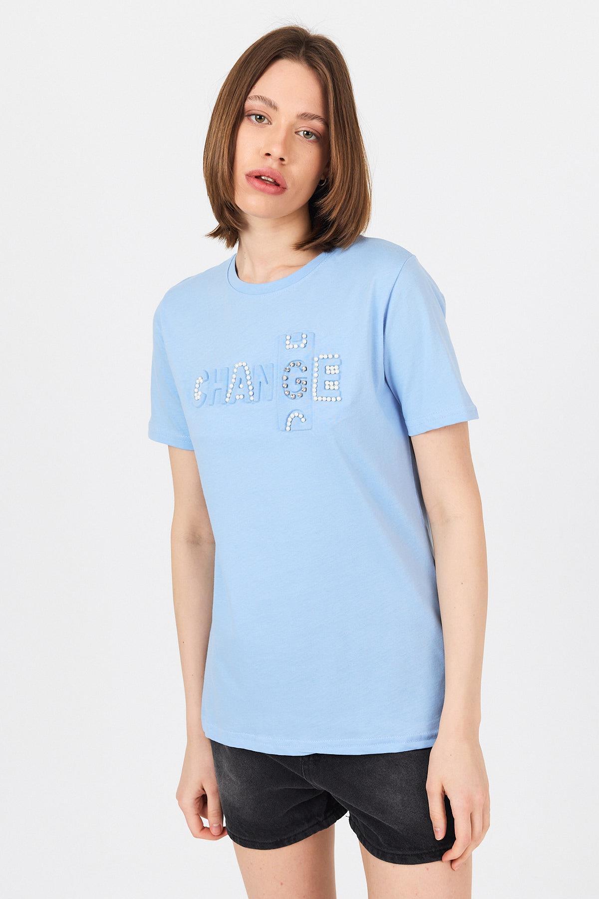 Mavi Change Yazı Kabartmalı Tişört 25227 - 3