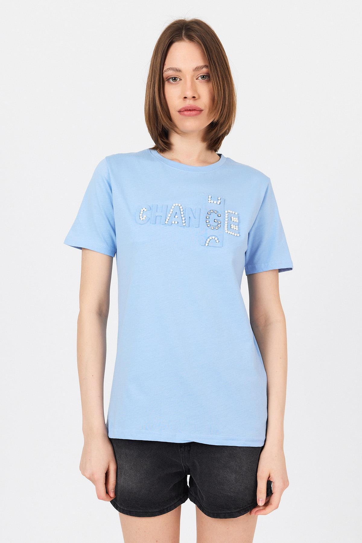Mavi Change Yazı Kabartmalı Tişört 25227 