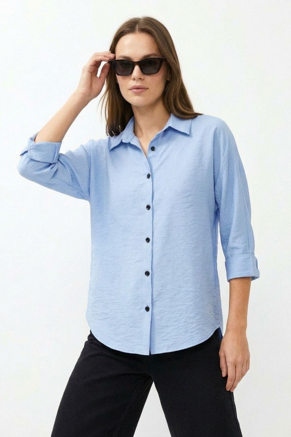 Mavi Fakir Kol Oversize Gömlek 4143 