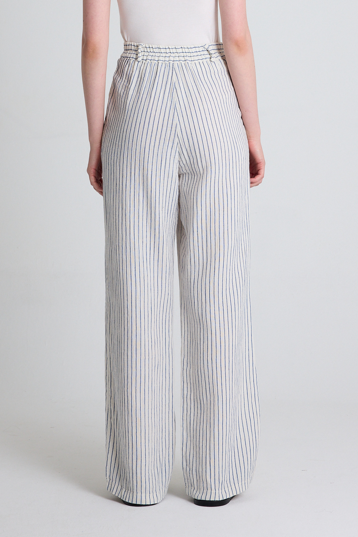 Mavi Geniş Paça Çizgili Pantolon 2334 - 5