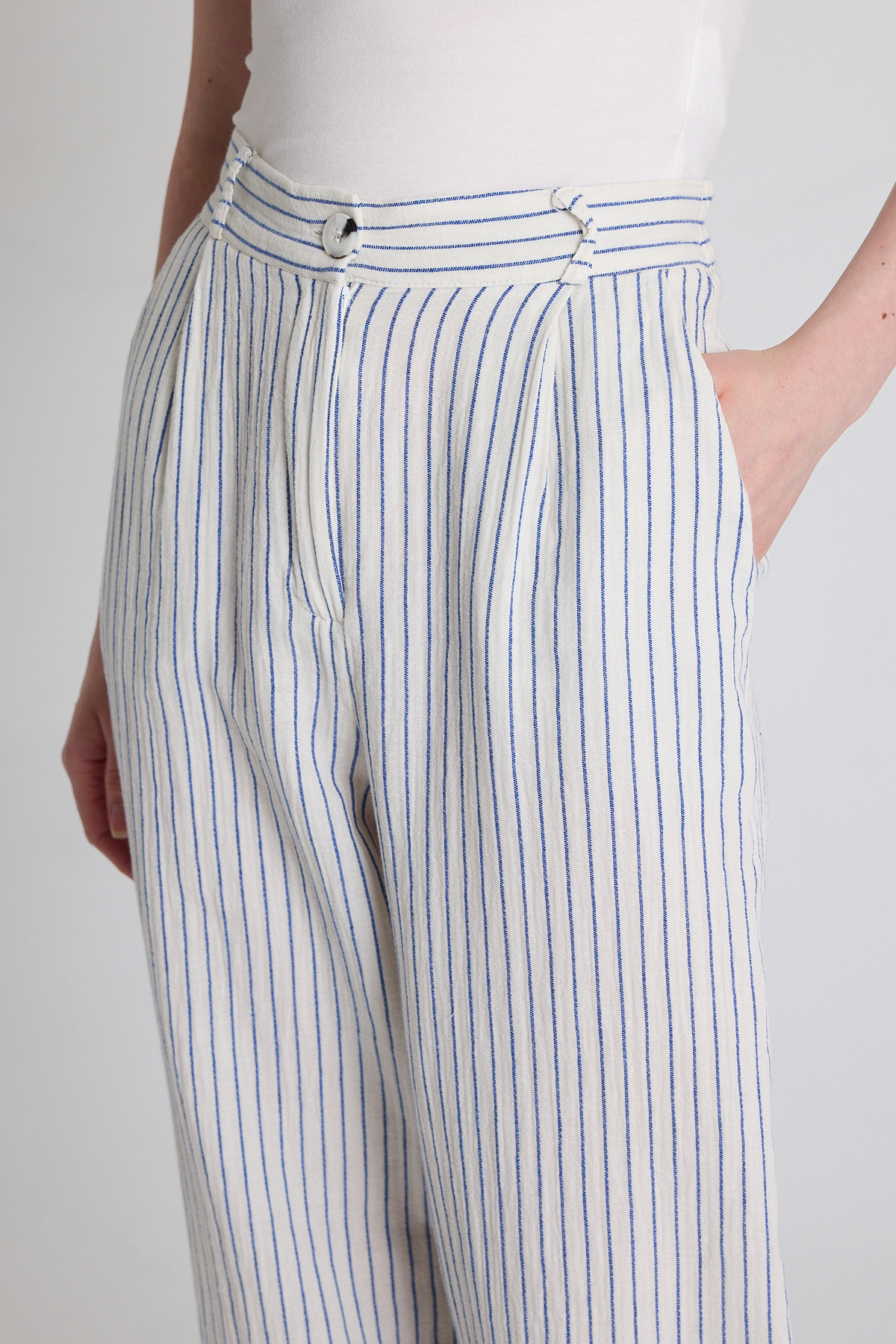 Mavi Geniş Paça Çizgili Pantolon 2334 - 4