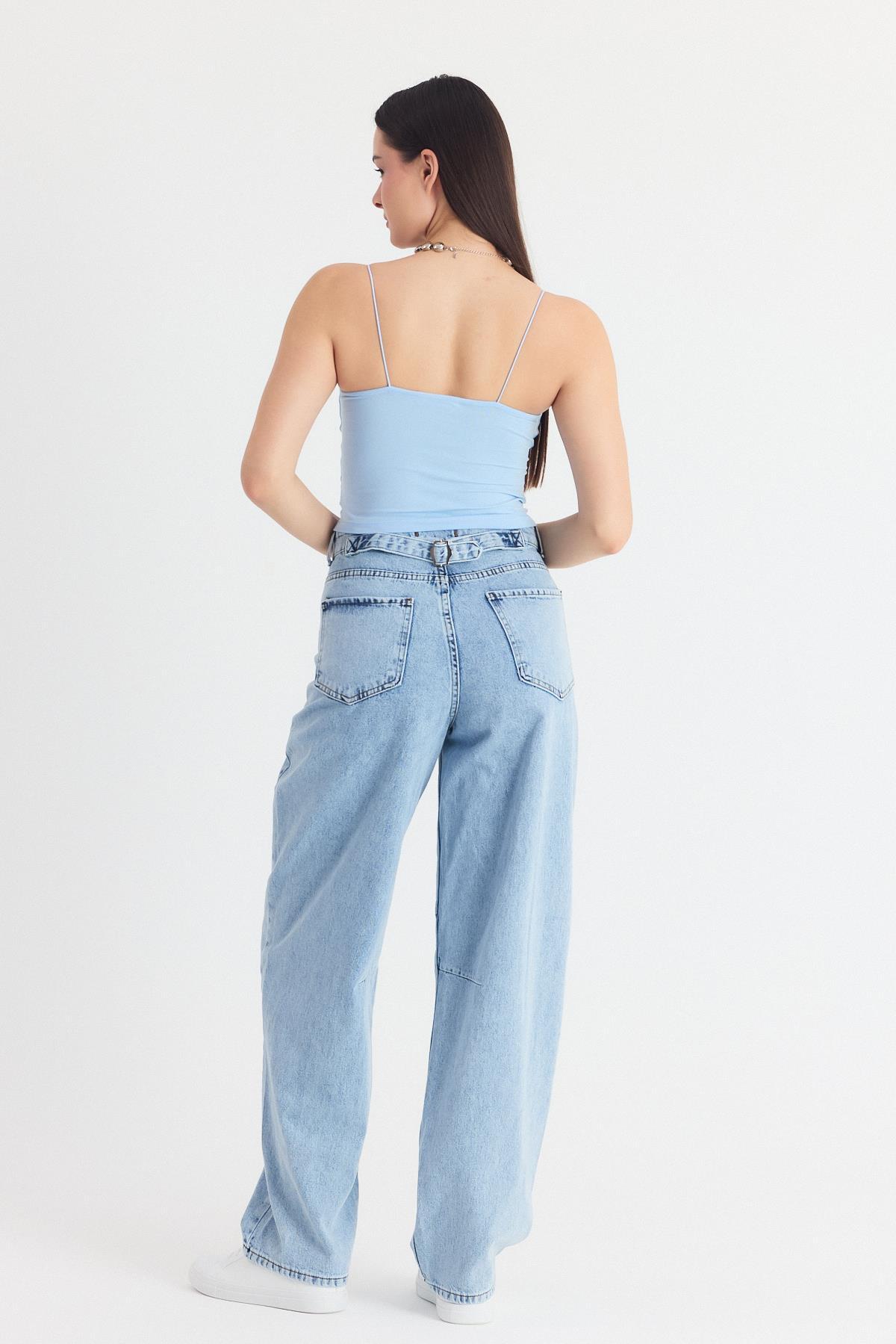 Mavi İnce Askılı Fitted Basic Atlet 947 - 6