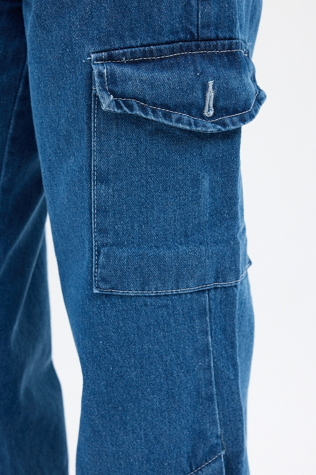 Mavi Kadın Paça Düğmeli Yüksek Bel Jean Kargo Pantolon 1055 - 7