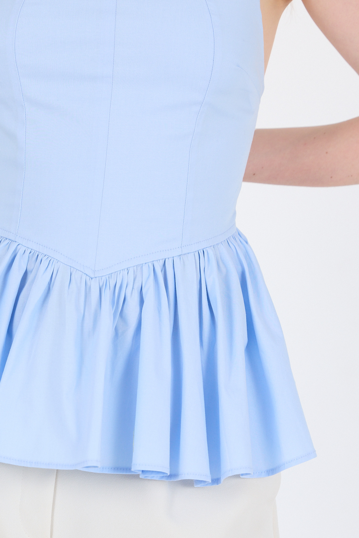 Mavi Kare Yaka Balon Bluz 6889 - RAYS