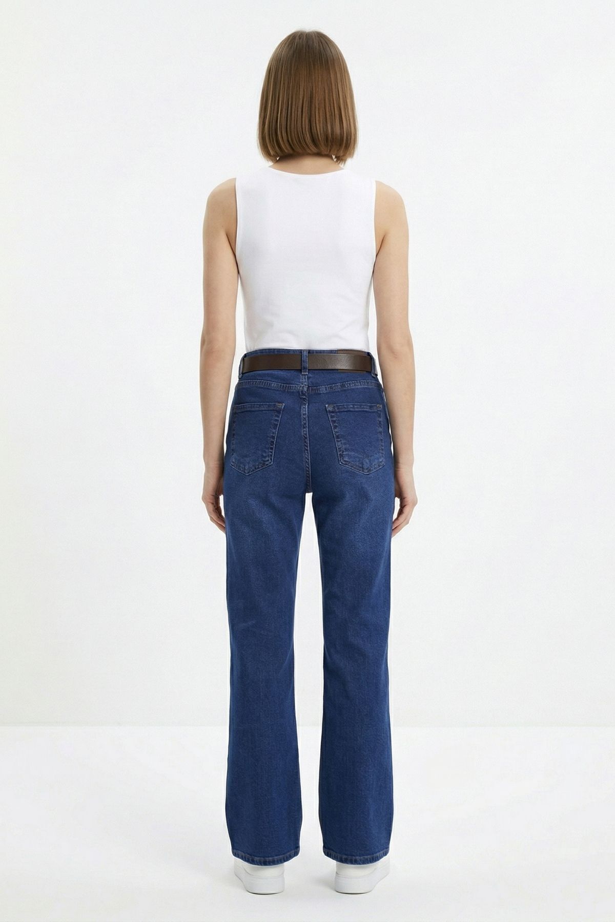 Kemerli Likralı Jean 3043 Mavi - RAYS