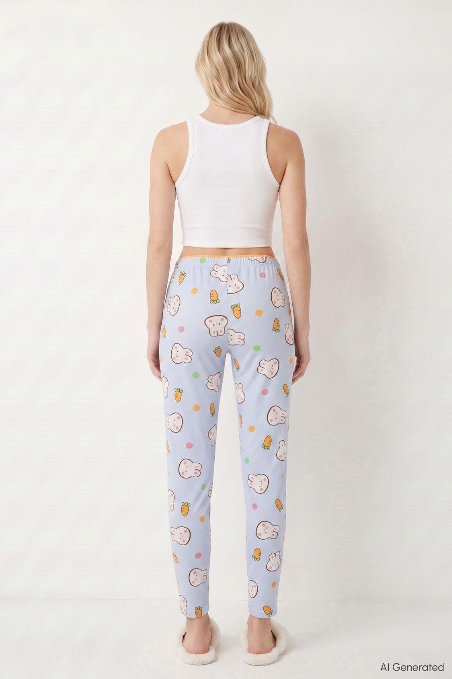 Mavi Tavşan ve Havuç Desen Pijama 4551 - RAYS