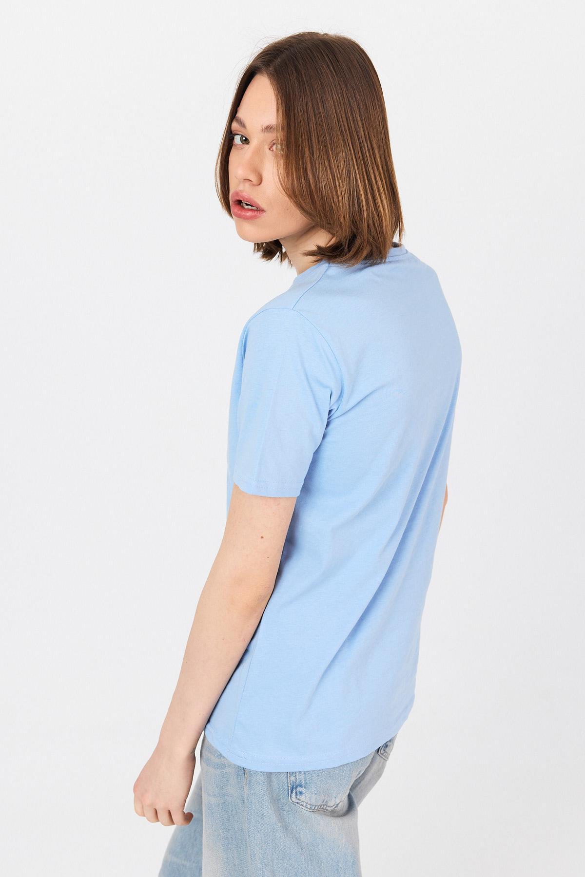 Mavi Yazı Kabartmalı Tişört 25223 - 5