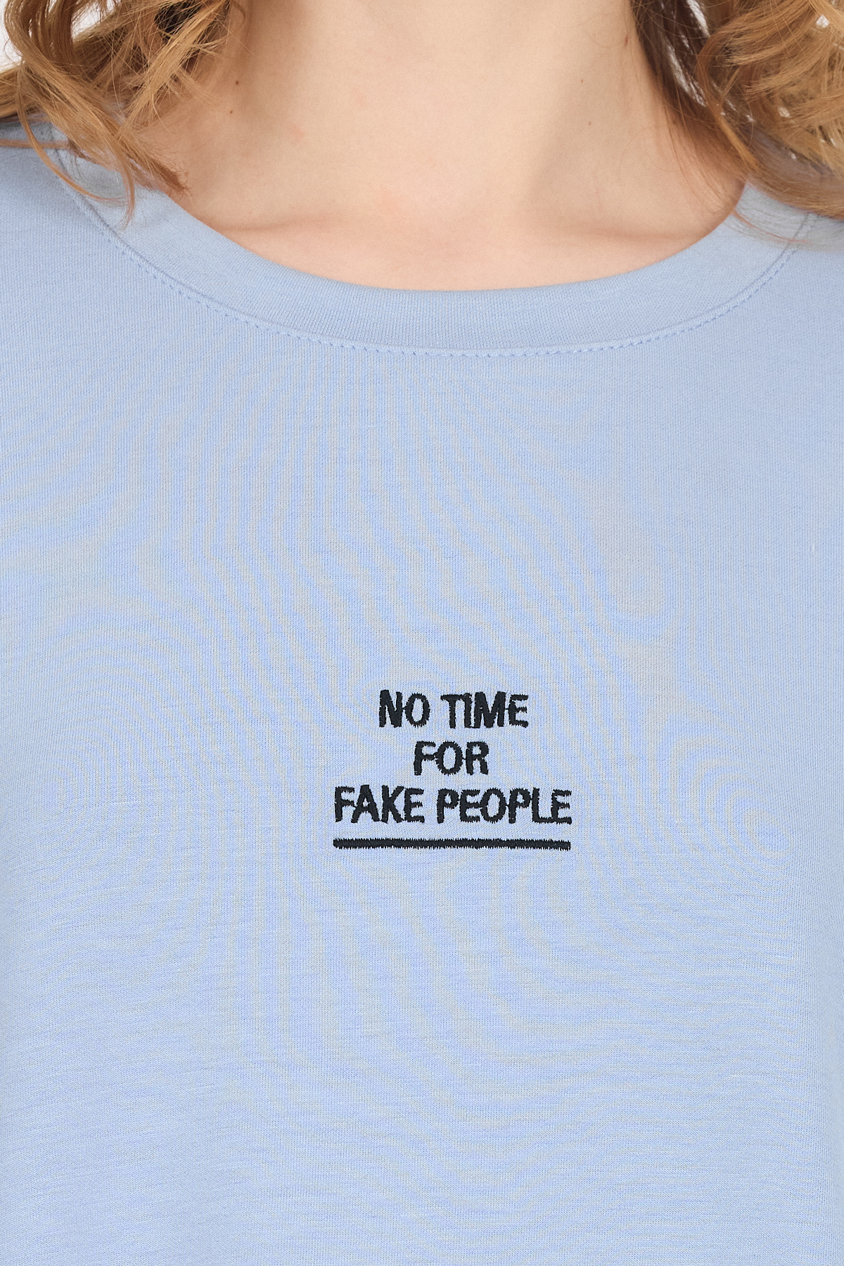 Mavi Yumuşak Dokulu Yazı Baskılı Oversize Tişört 6265 - 4