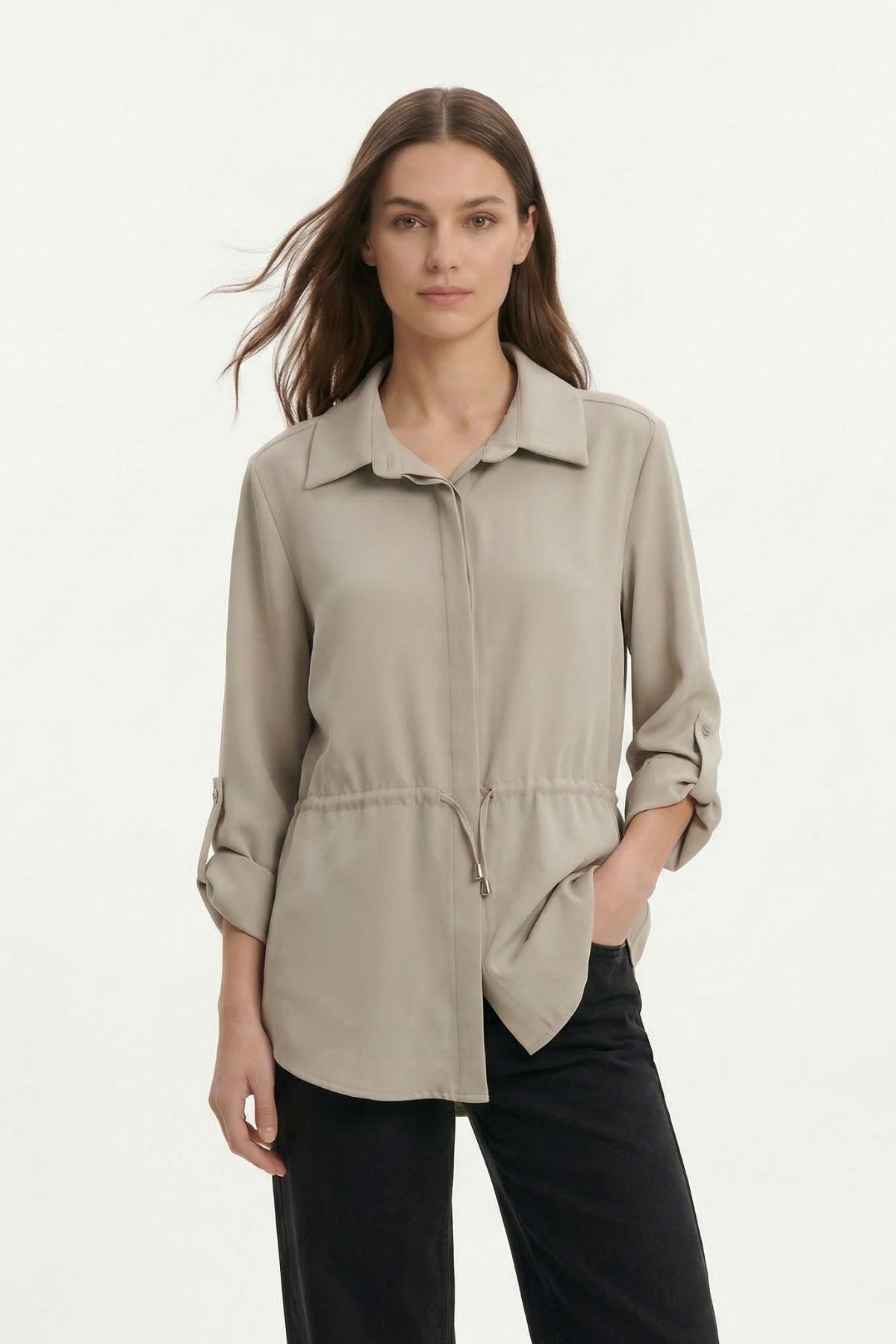 Mint Katlamalı Kol Bel Büzgülü Ceket 261134 - 2