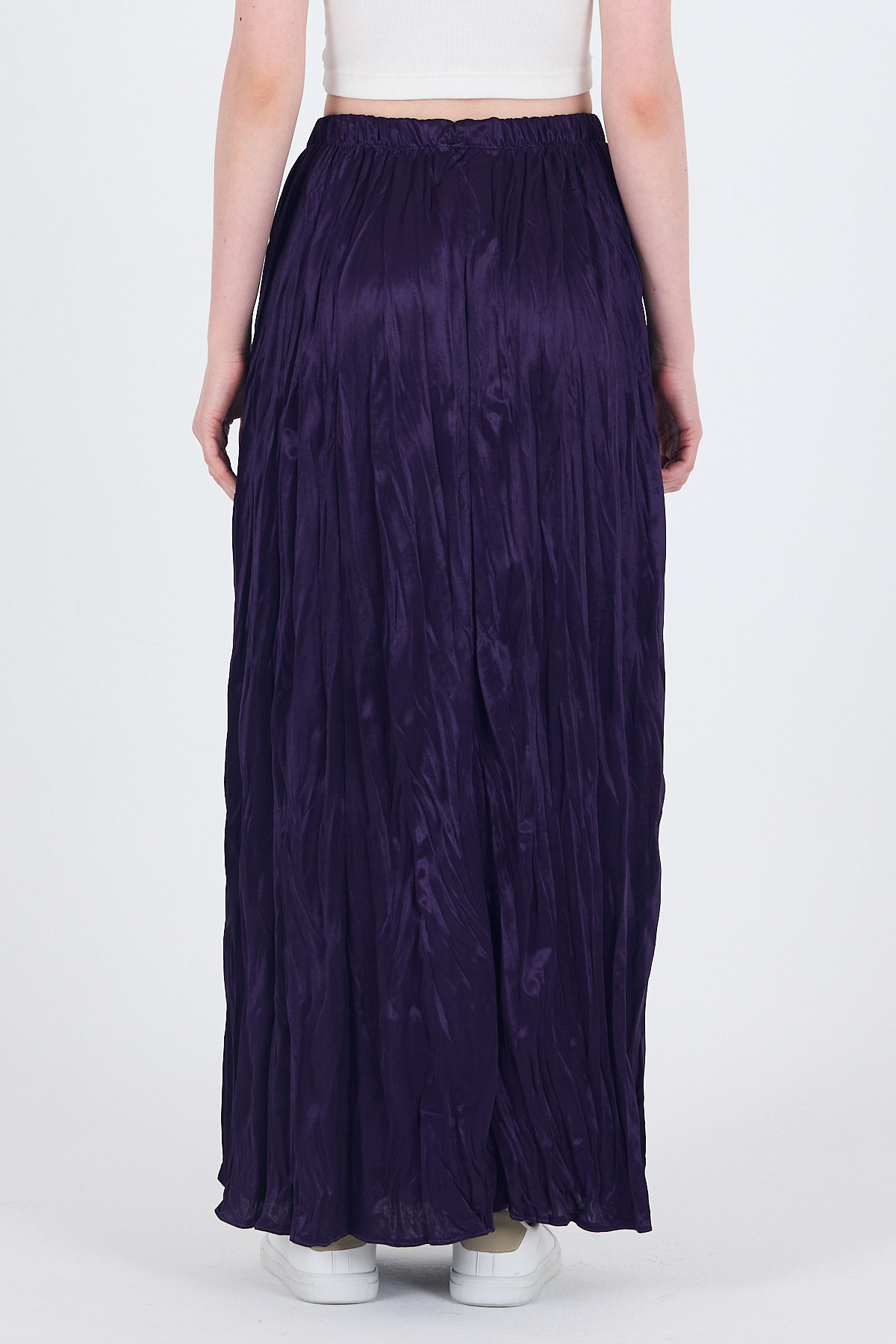Mor Bel Lastikli Kırışık Kumaş Etek 3483 - 6