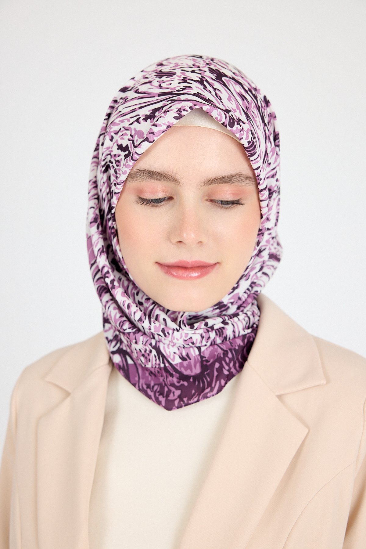 Mor Ebru Desenli Eşarp 3012 - 5