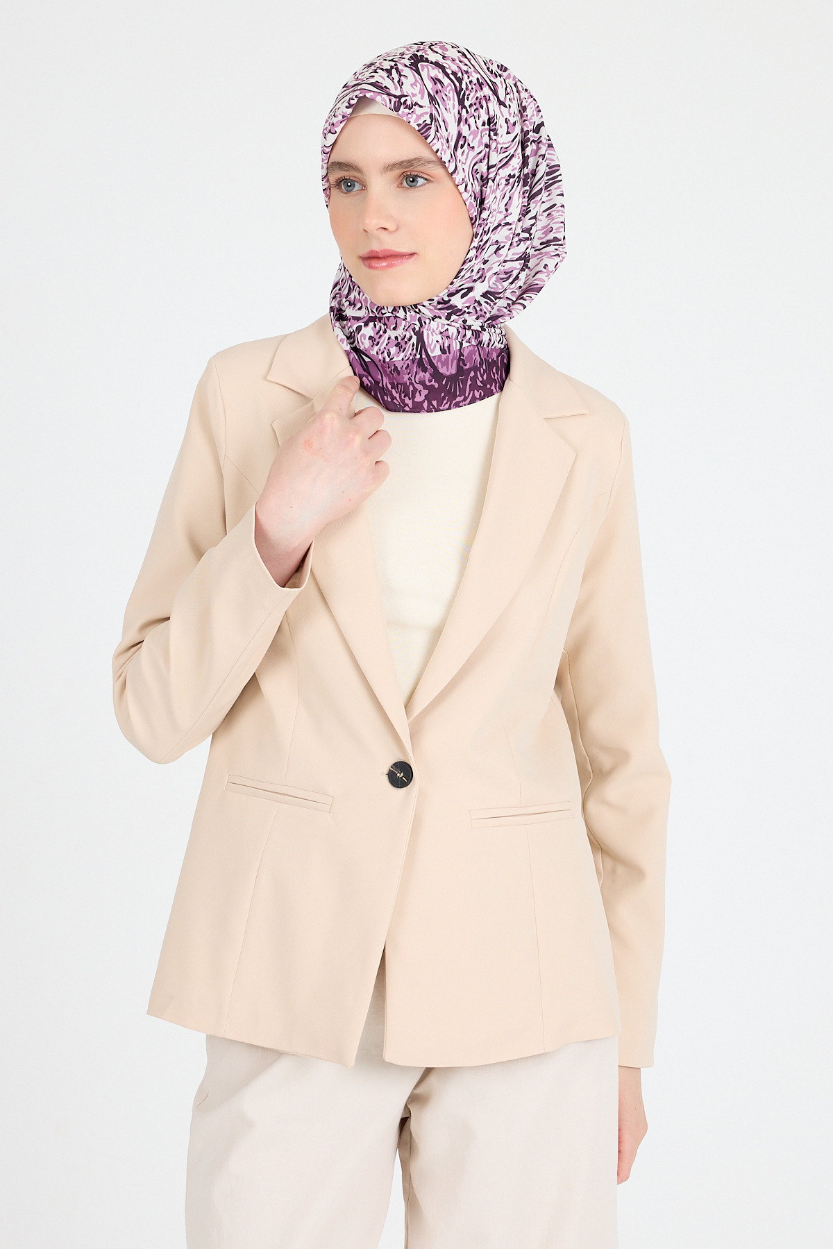 Mor Ebru Desenli Eşarp 3012 - 4