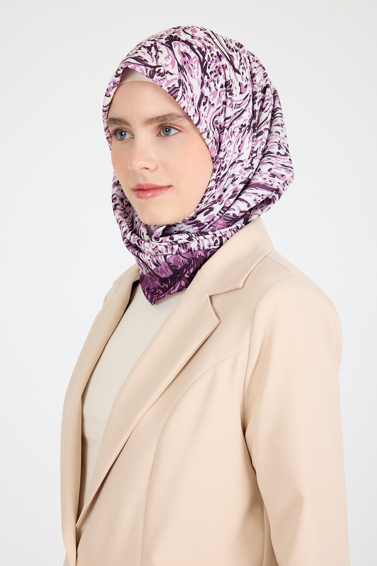 Mor Ebru Desenli Eşarp 3012 - 2