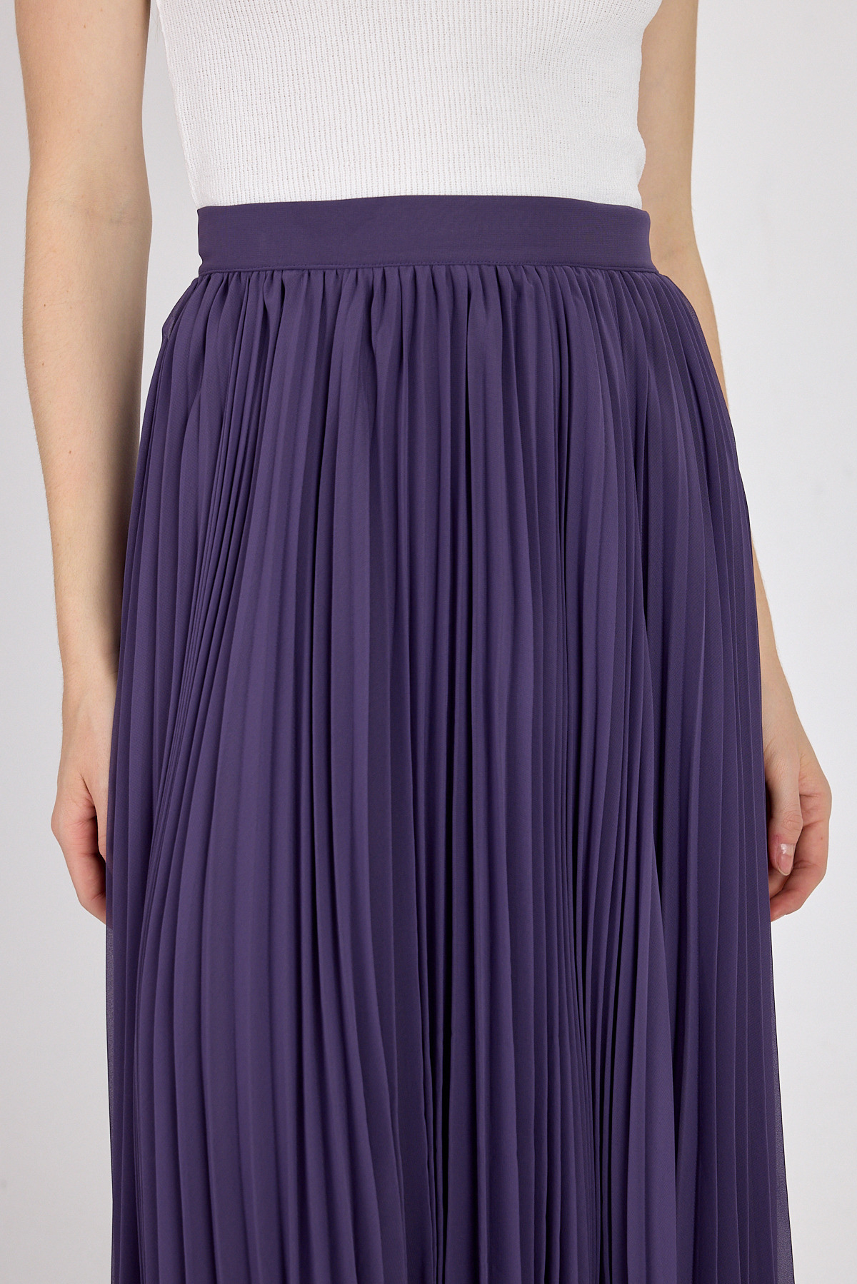 Mor Şifon Piliseli Yüksek Bel Maxi Etek 1003 - 4