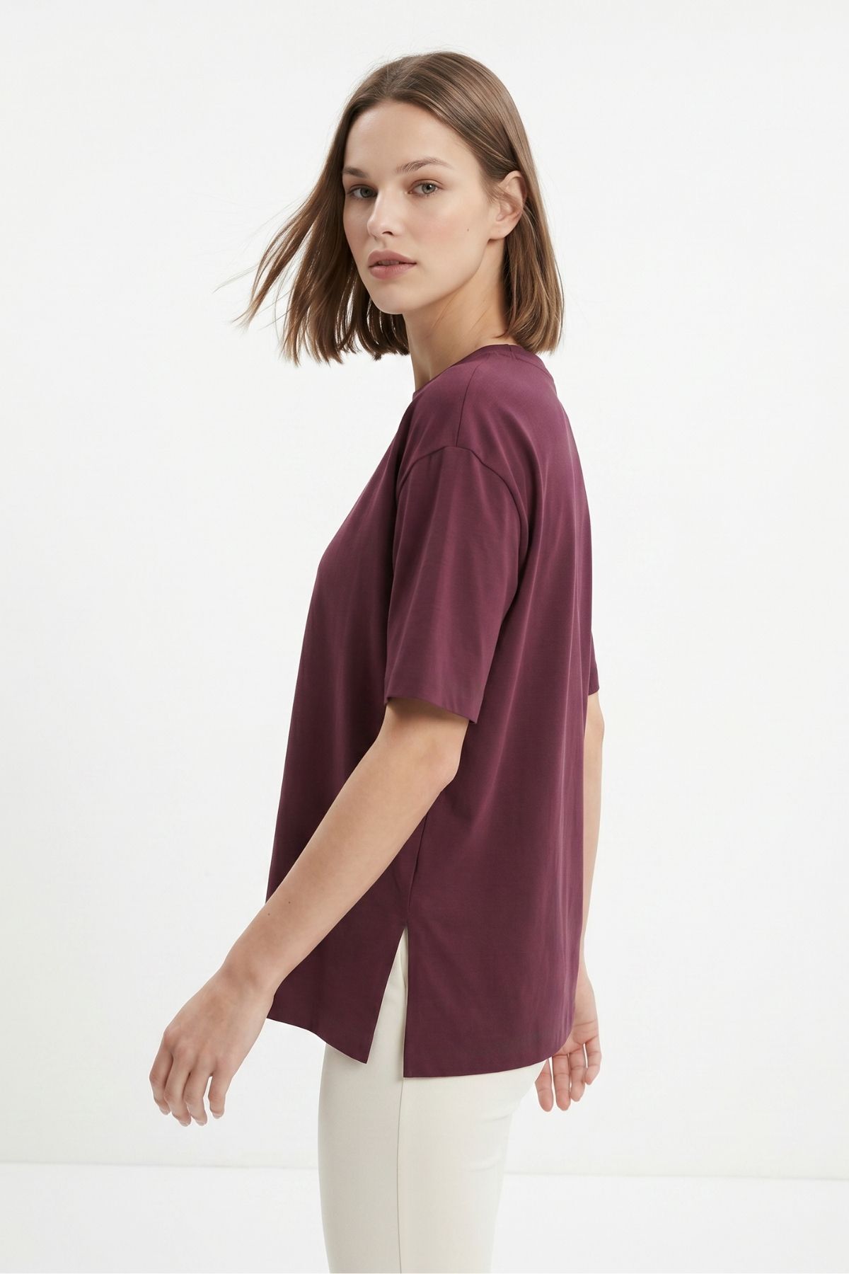 Mürdüm Bisiklet Yaka Salaş Tişört 0474 