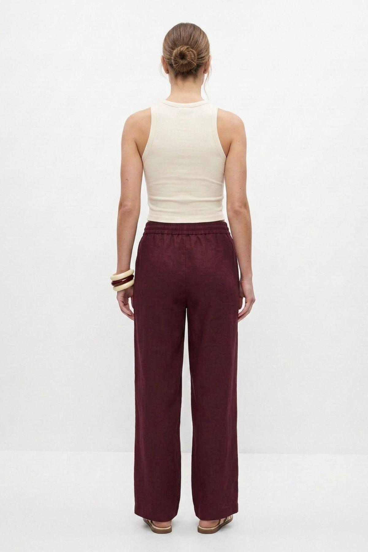 Mürdüm Geniş Paça Pantolon 8561A - RAYS