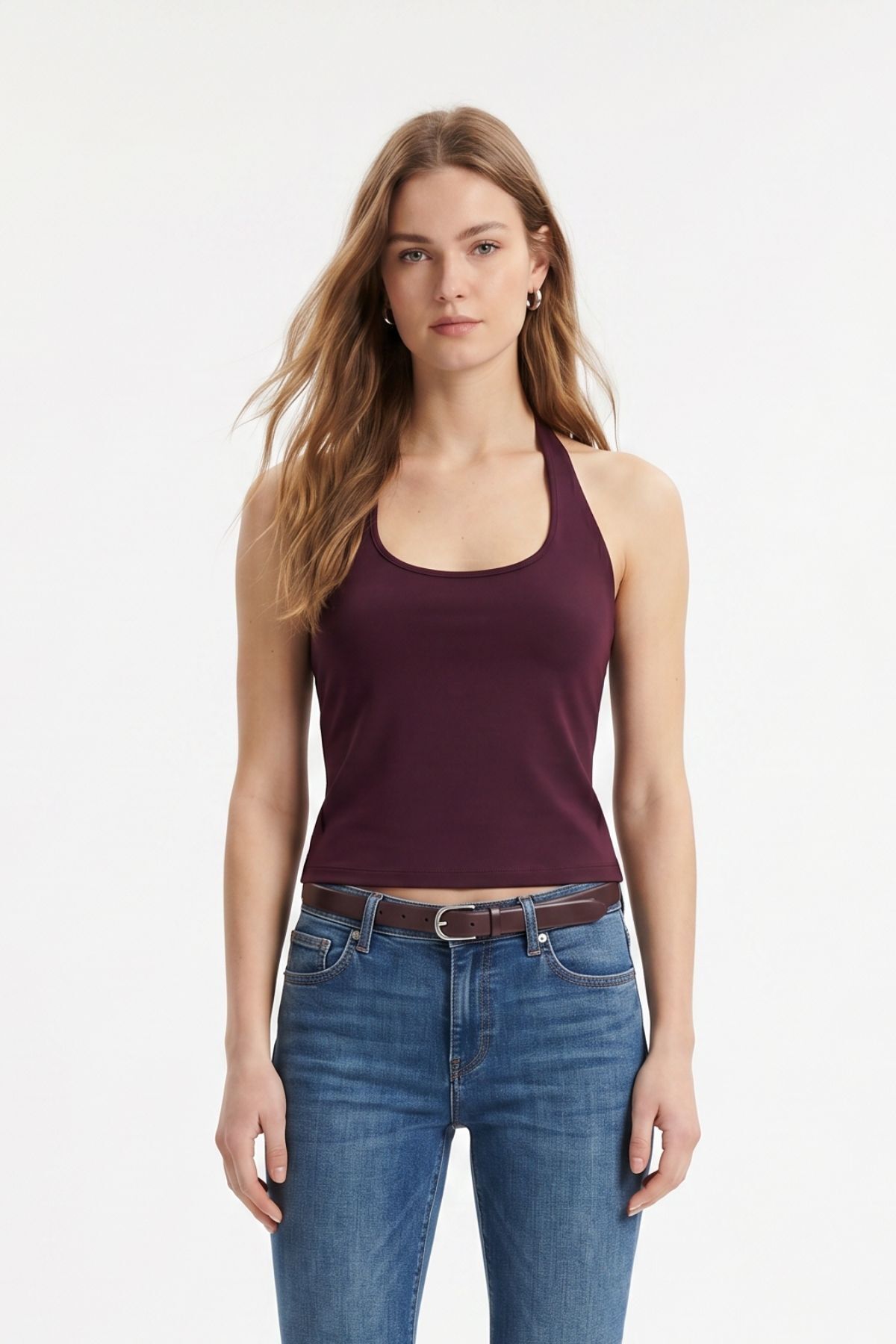 Mürdüm Halter Yaka Bluz 2735 - RAYS (1)