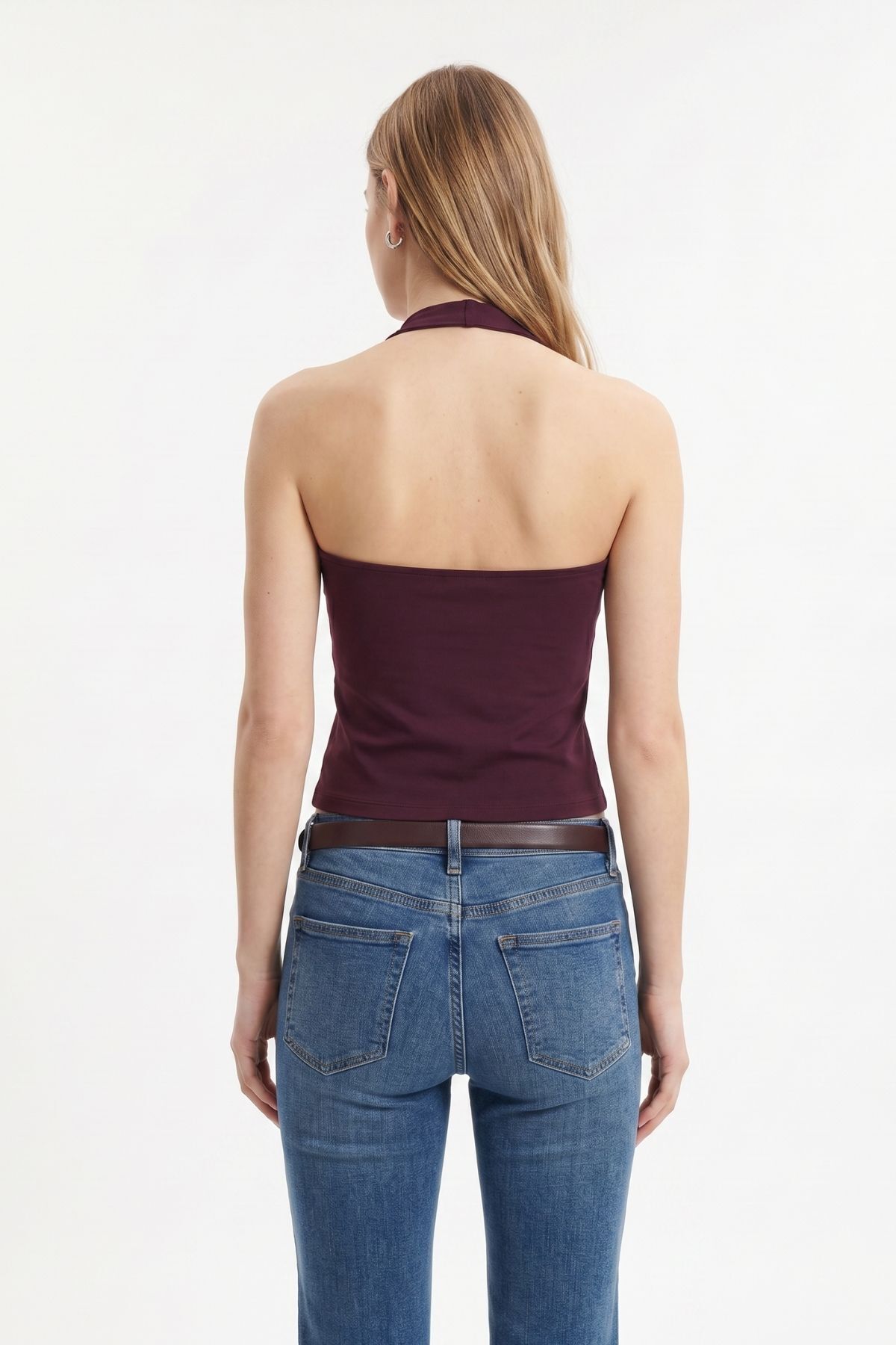 Mürdüm Halter Yaka Bluz 2735 - RAYS