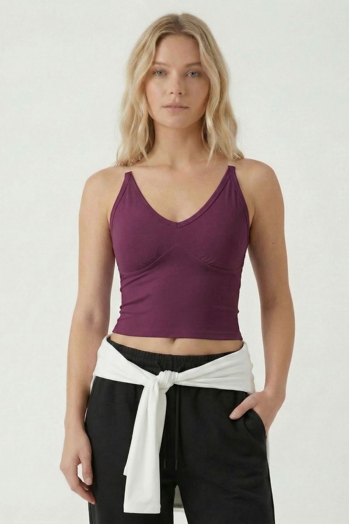 Mürdüm Hayalet Askılı Bluz 9053 