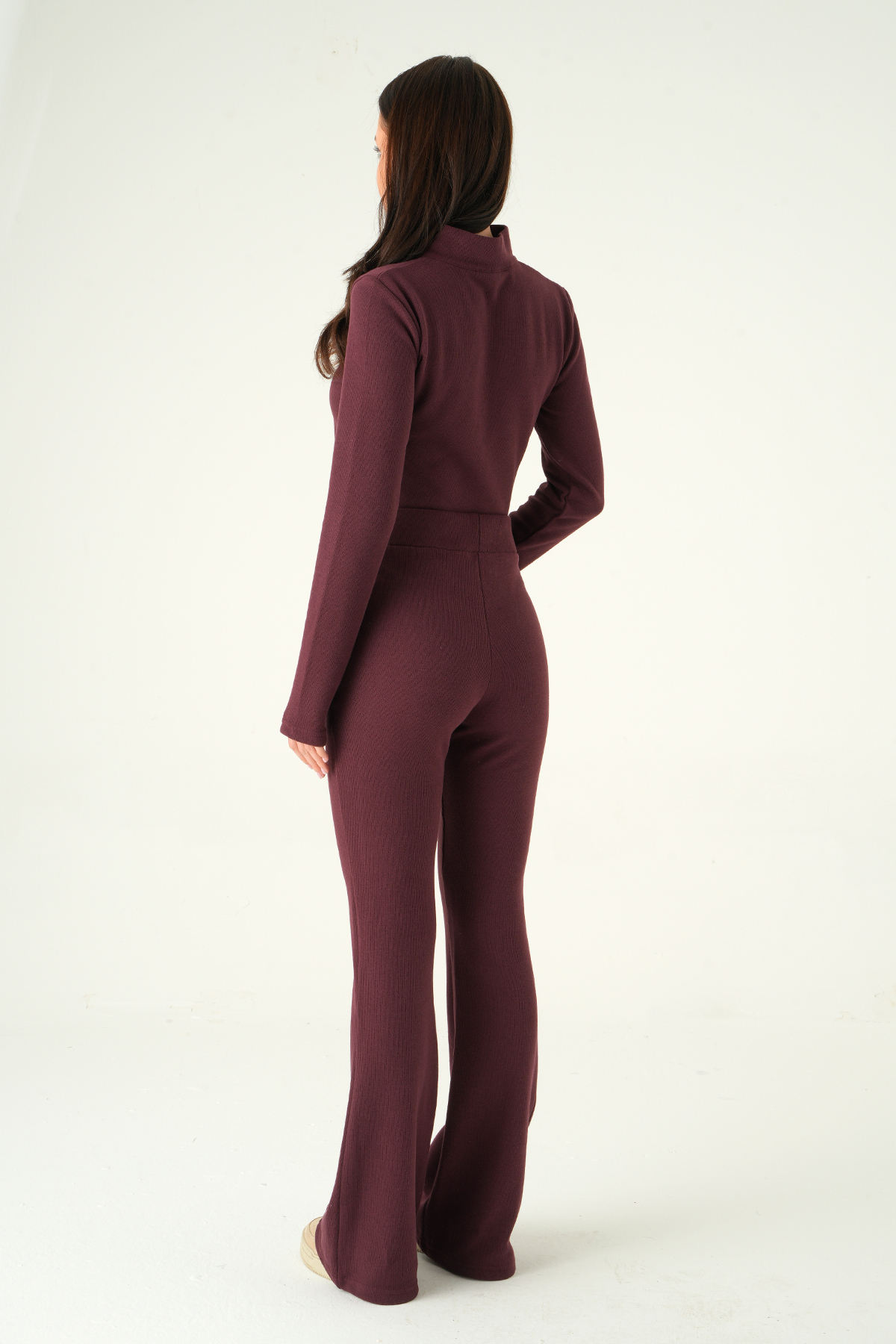 Mürdüm İspanyol Paça Pantolon Hırka Takım 3098A - 5