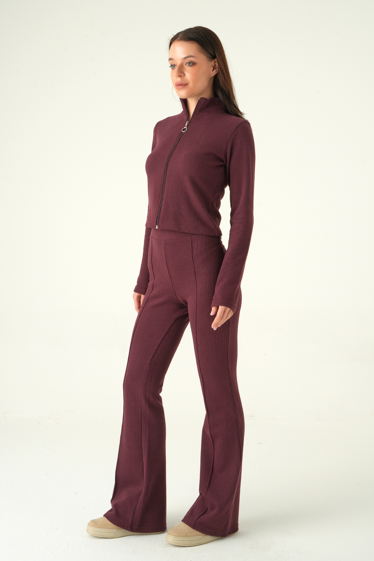 Mürdüm İspanyol Paça Pantolon Hırka Takım 3098A - 6