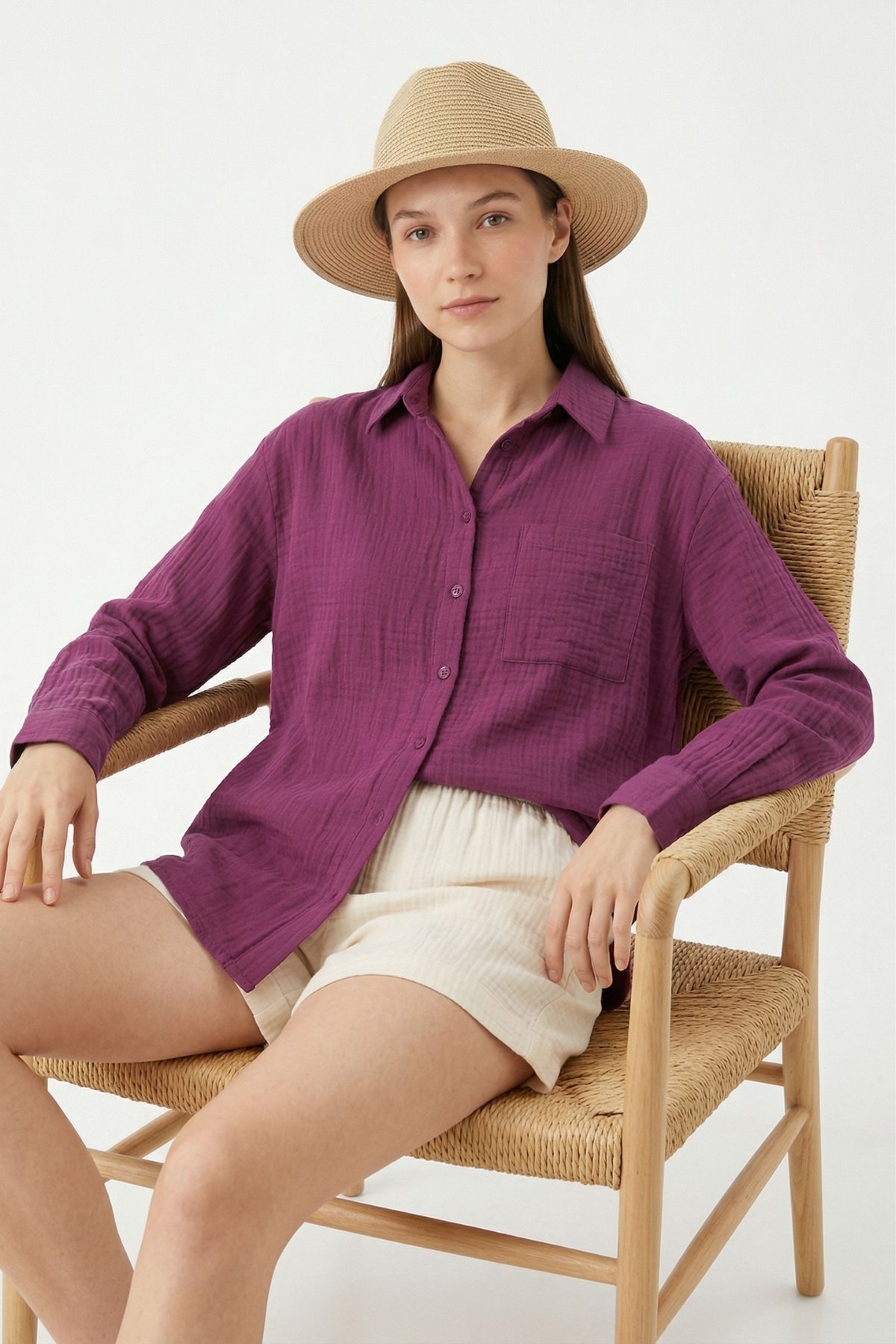 Mürdüm Önü Tek Cepli Gömlek 4697A - RAYS