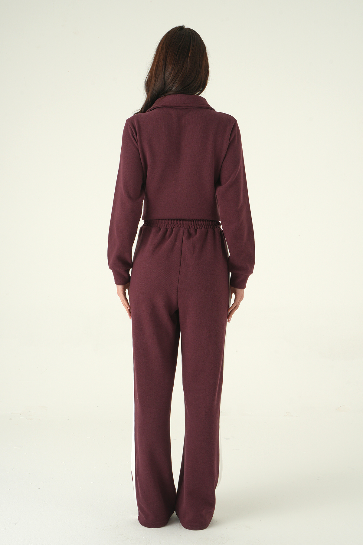 Mürdüm Şeritli Hırka Pantolon Takım 3085A - 5