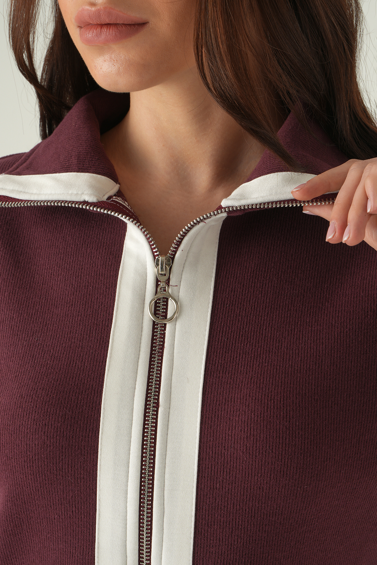 Mürdüm Şeritli Hırka Pantolon Takım 3085A - RAYS