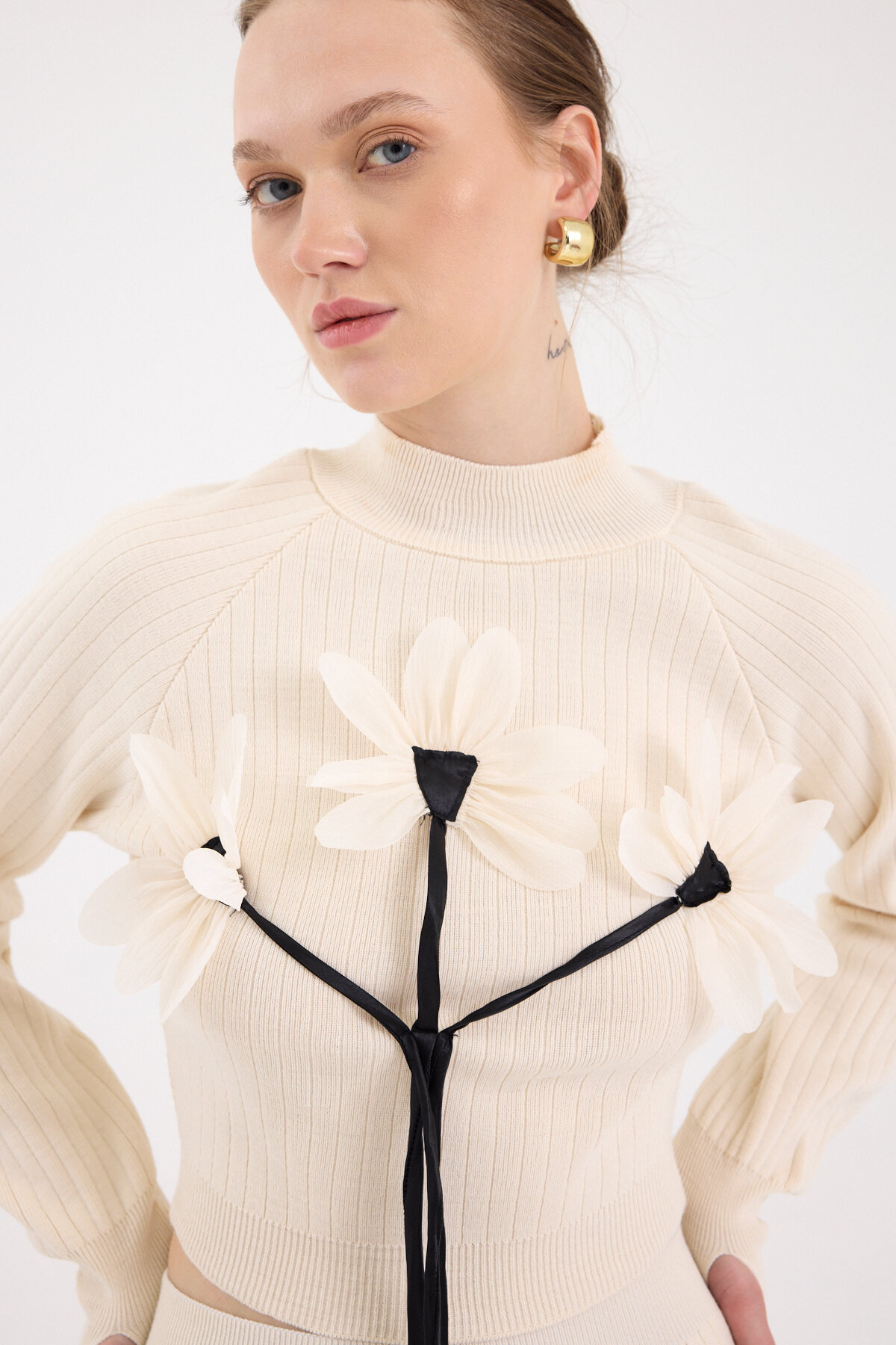 Natural Çiçek Detaylı Triko Alt Üst Takım 7075 - RAYS