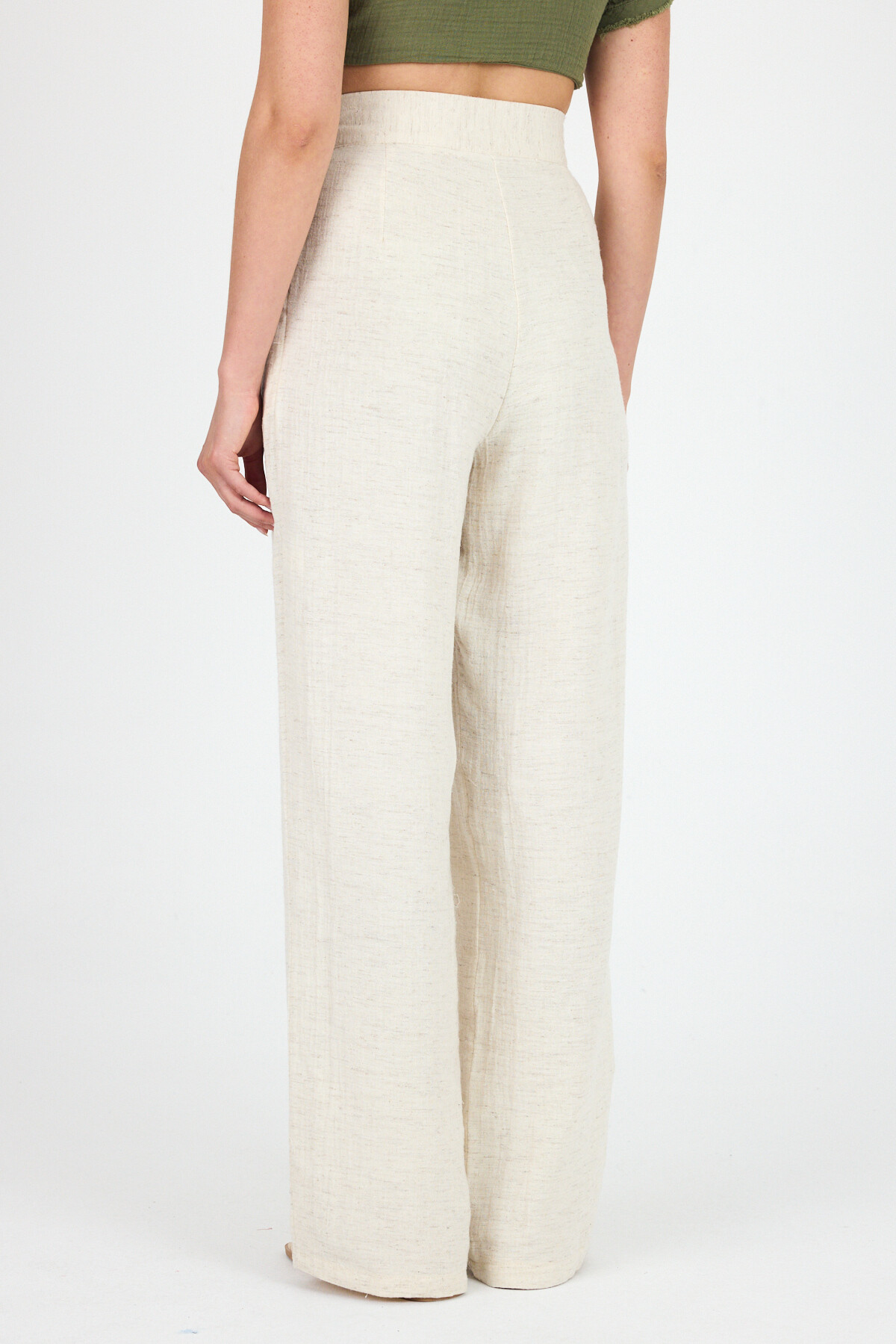 Natural Keten Görünümlü %100 Pamuk Cırt Kapama Detaylı Pantolon 4748A - 4