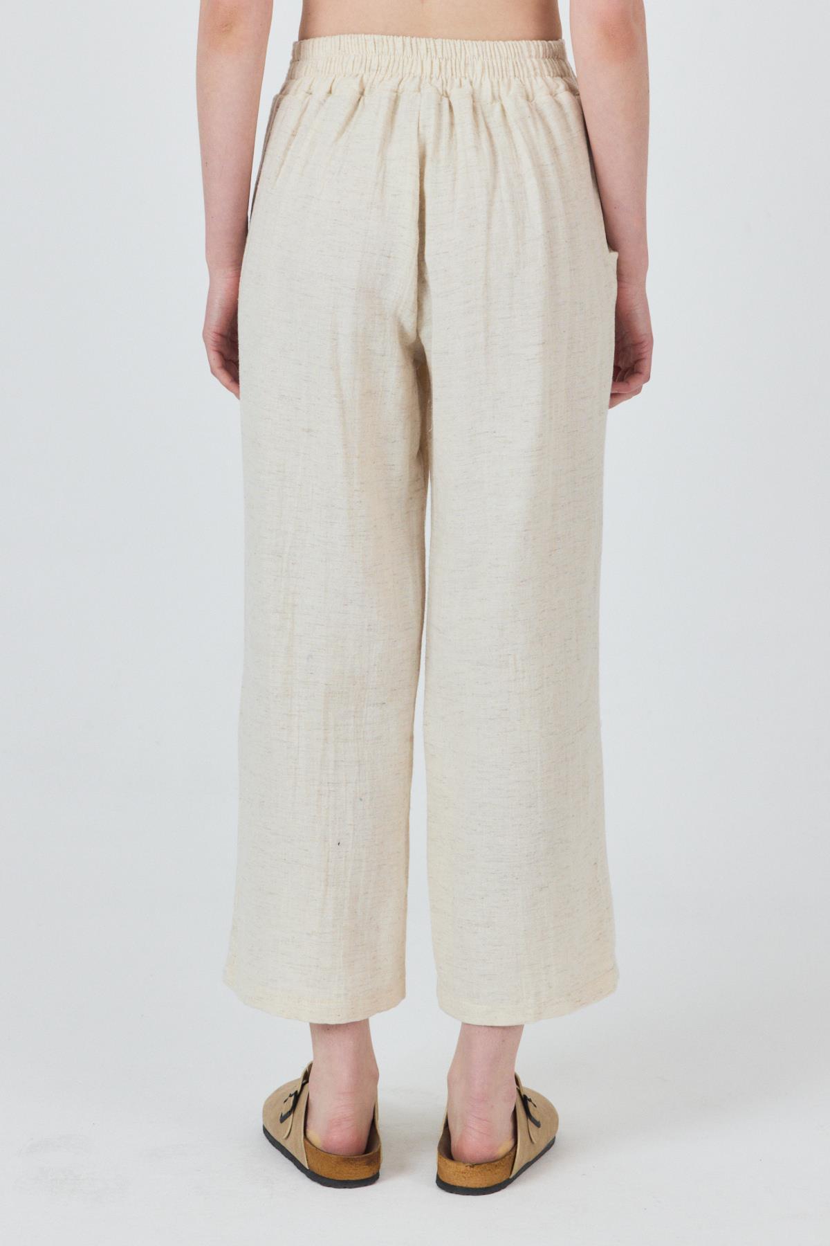 Natural Keten Görünümlü Düğme Detaylı Pantolon 4720A - 5