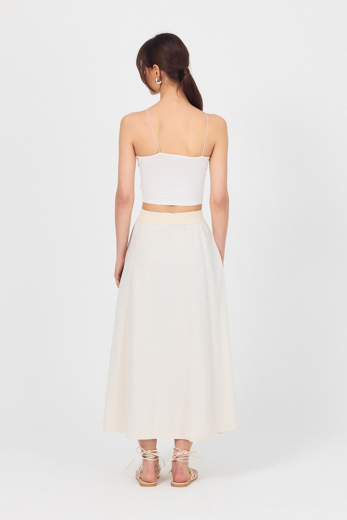 Natural Örgü Kemer Detay Cepli Midi Etek 3027 - 5