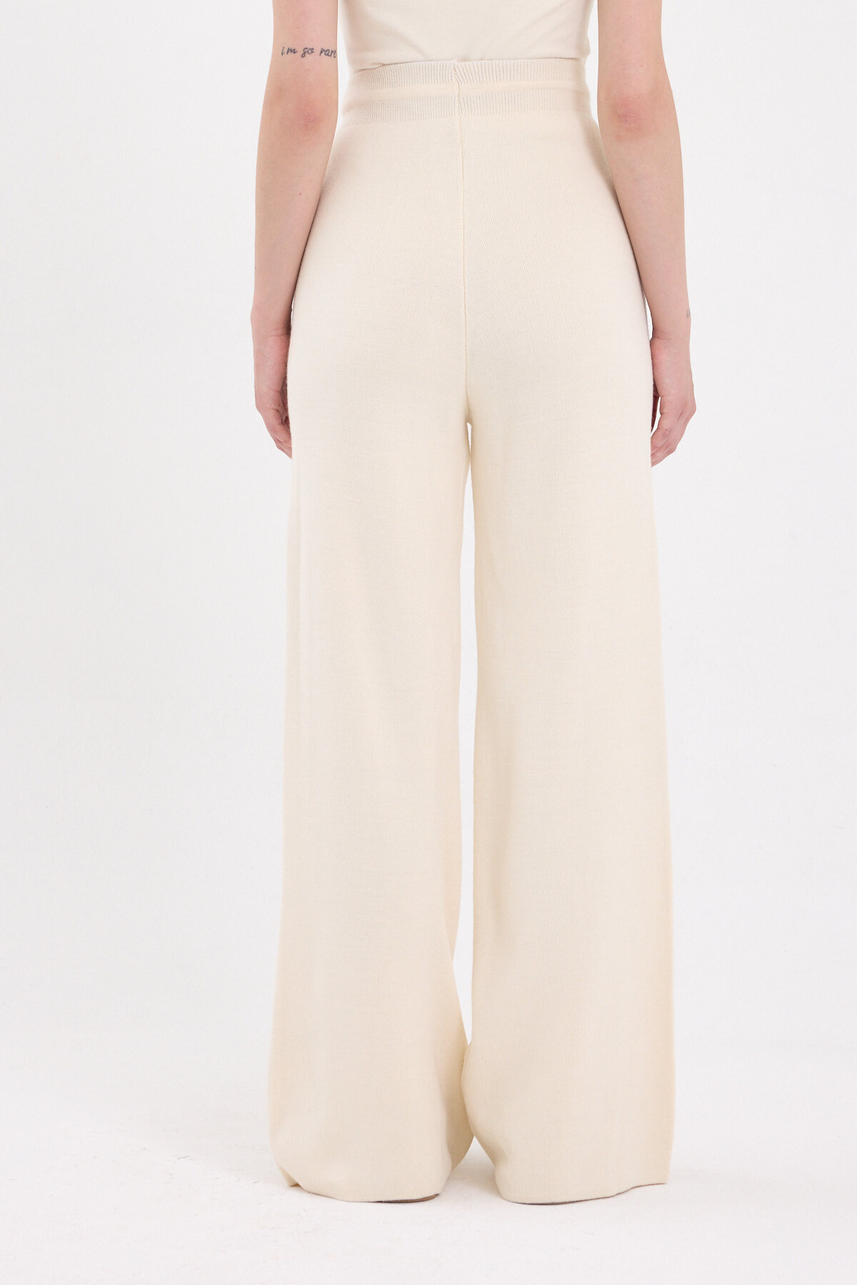 Natural Yüksek Bel Triko Palazzo Kadın Pantolon 2251 - 5