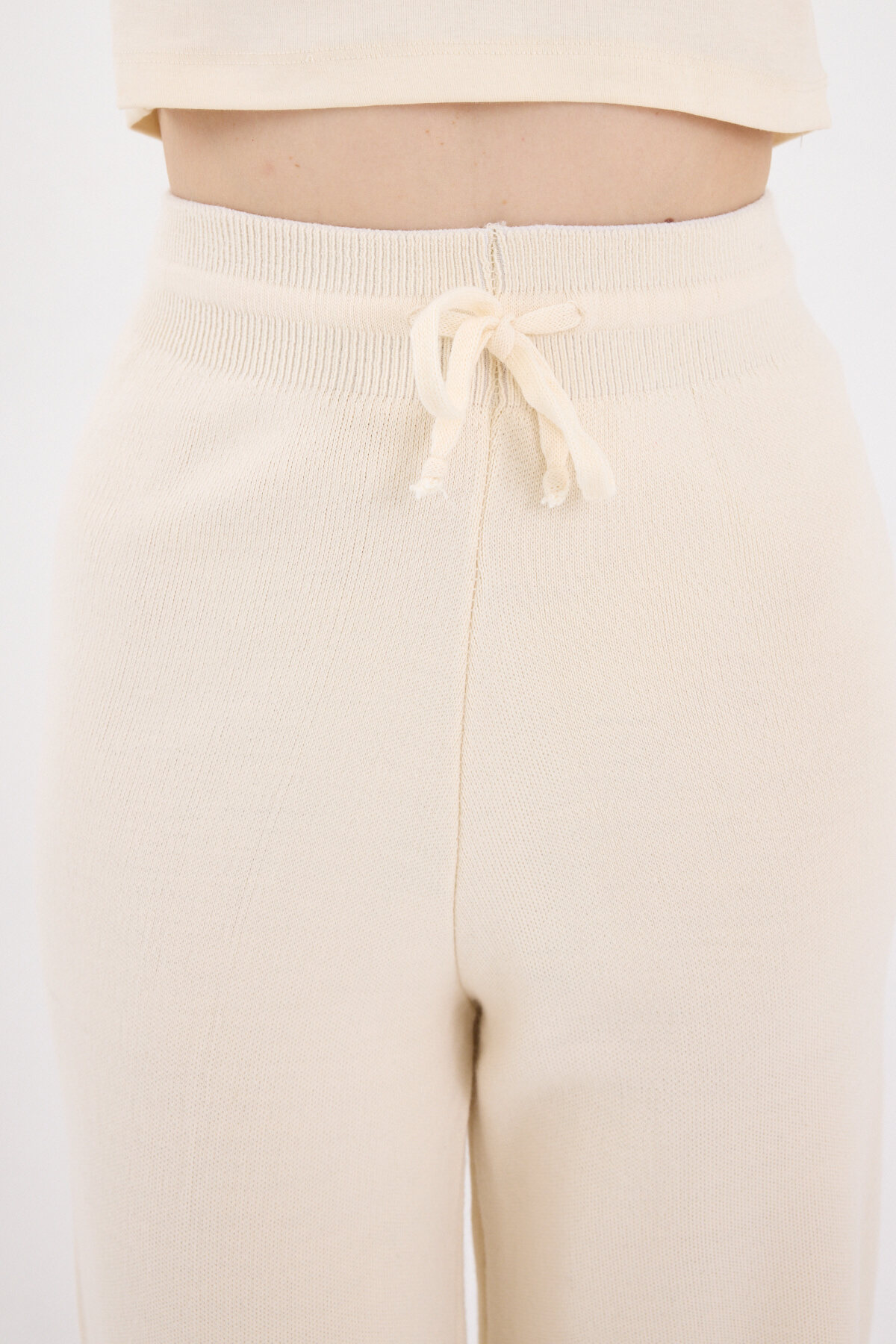 Natural Yüksek Bel Triko Palazzo Kadın Pantolon 2251 - 4