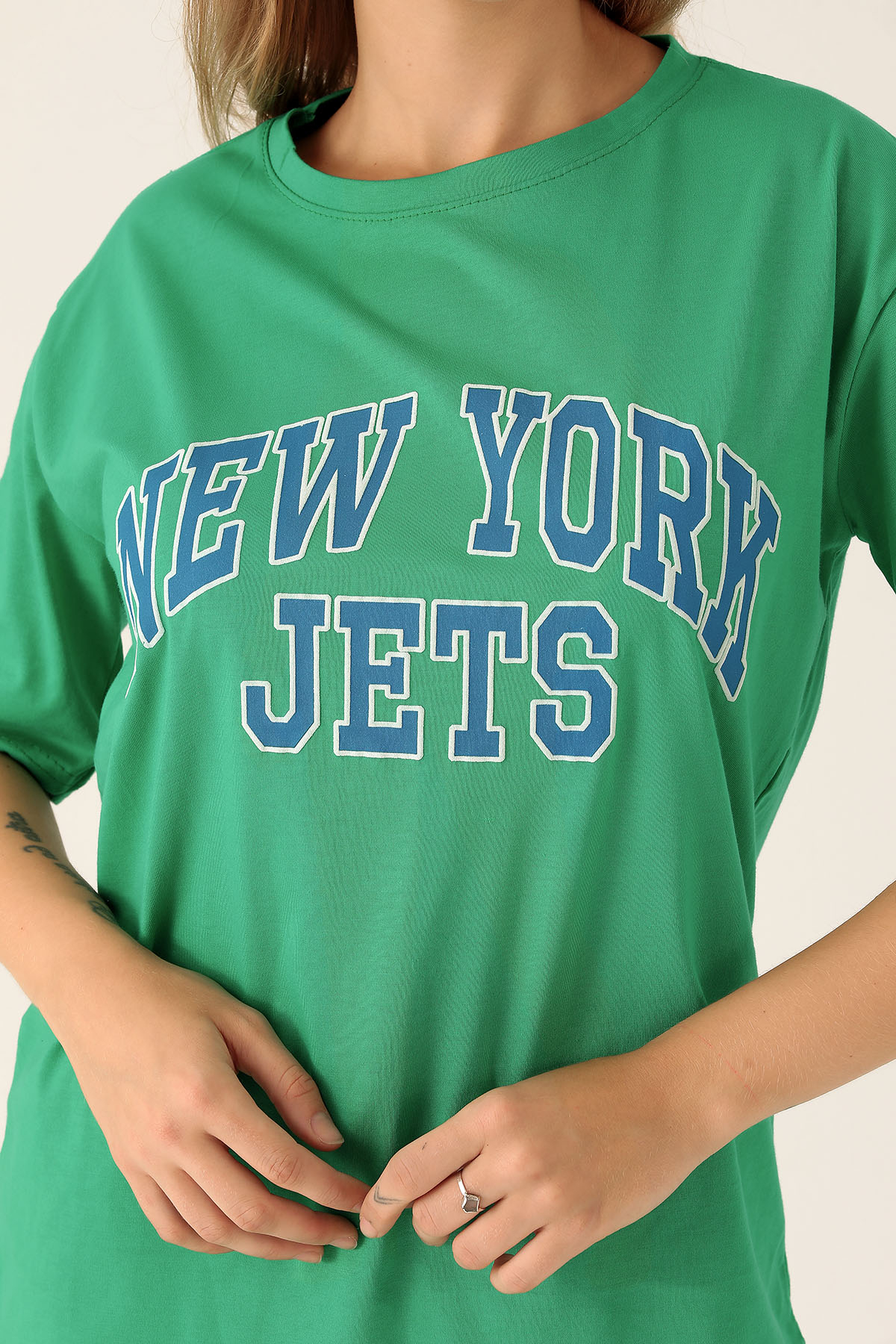 New York Jets Yazılı Tişört - 1544 Benetton Yeşili - 6