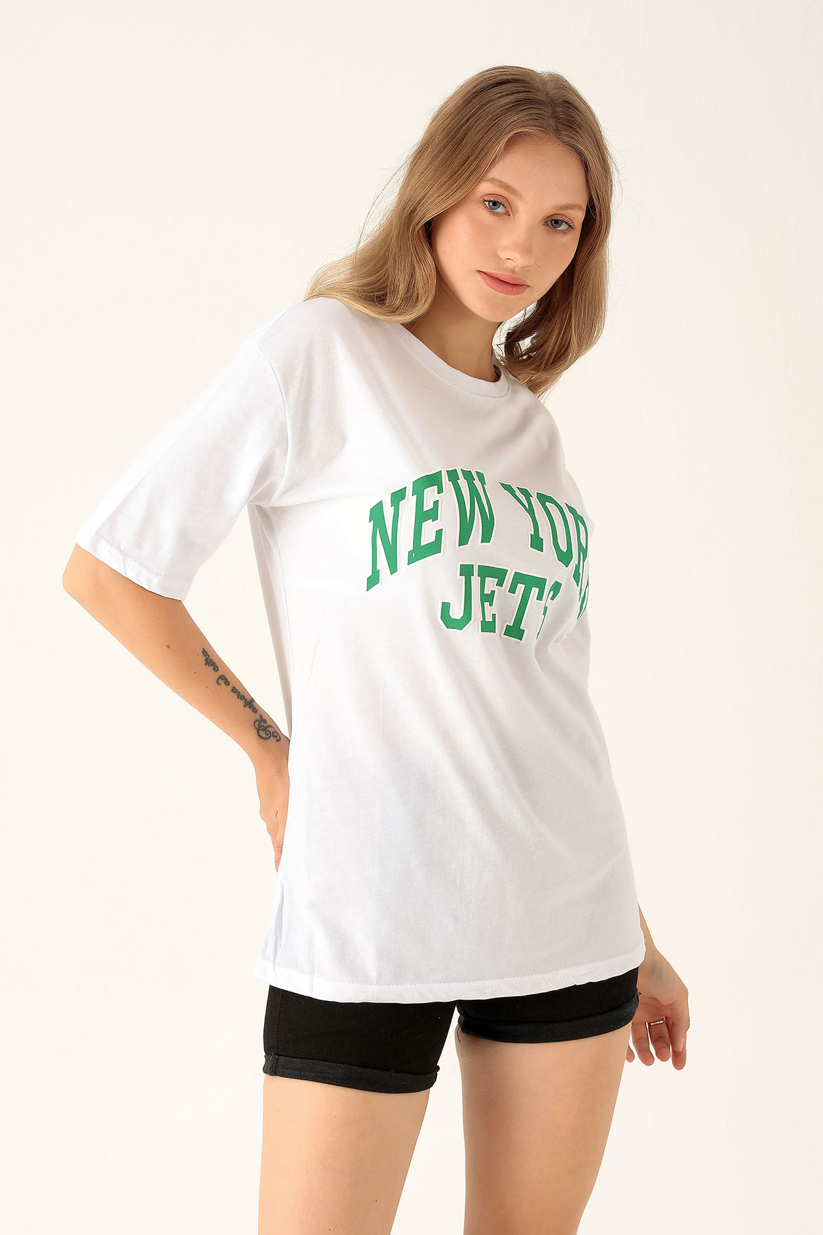 New York Jets Yazılı Tişört - 1544 Beyaz - 2