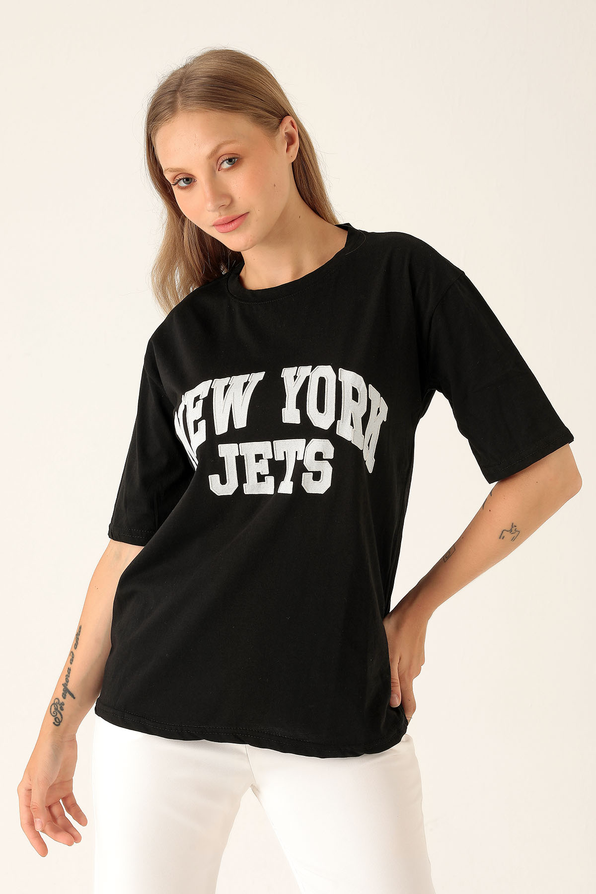 New York Jets Yazılı Tişört - 1544 Siyah 