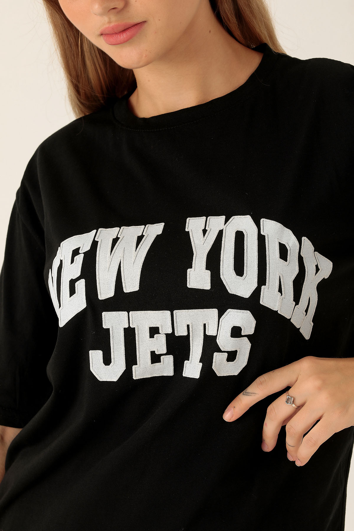 New York Jets Yazılı Tişört - 1544 Siyah - 6