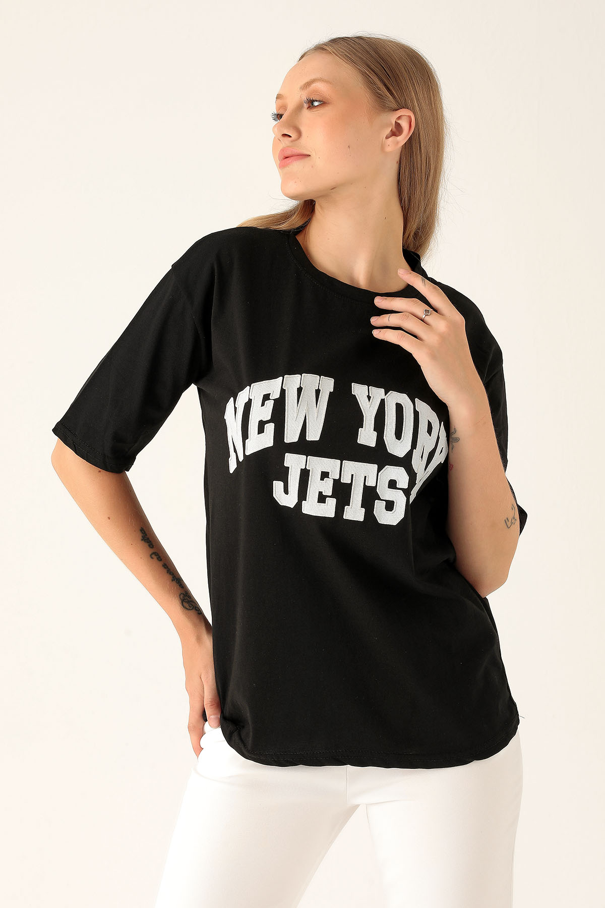 New York Jets Yazılı Tişört - 1544 Siyah - 2
