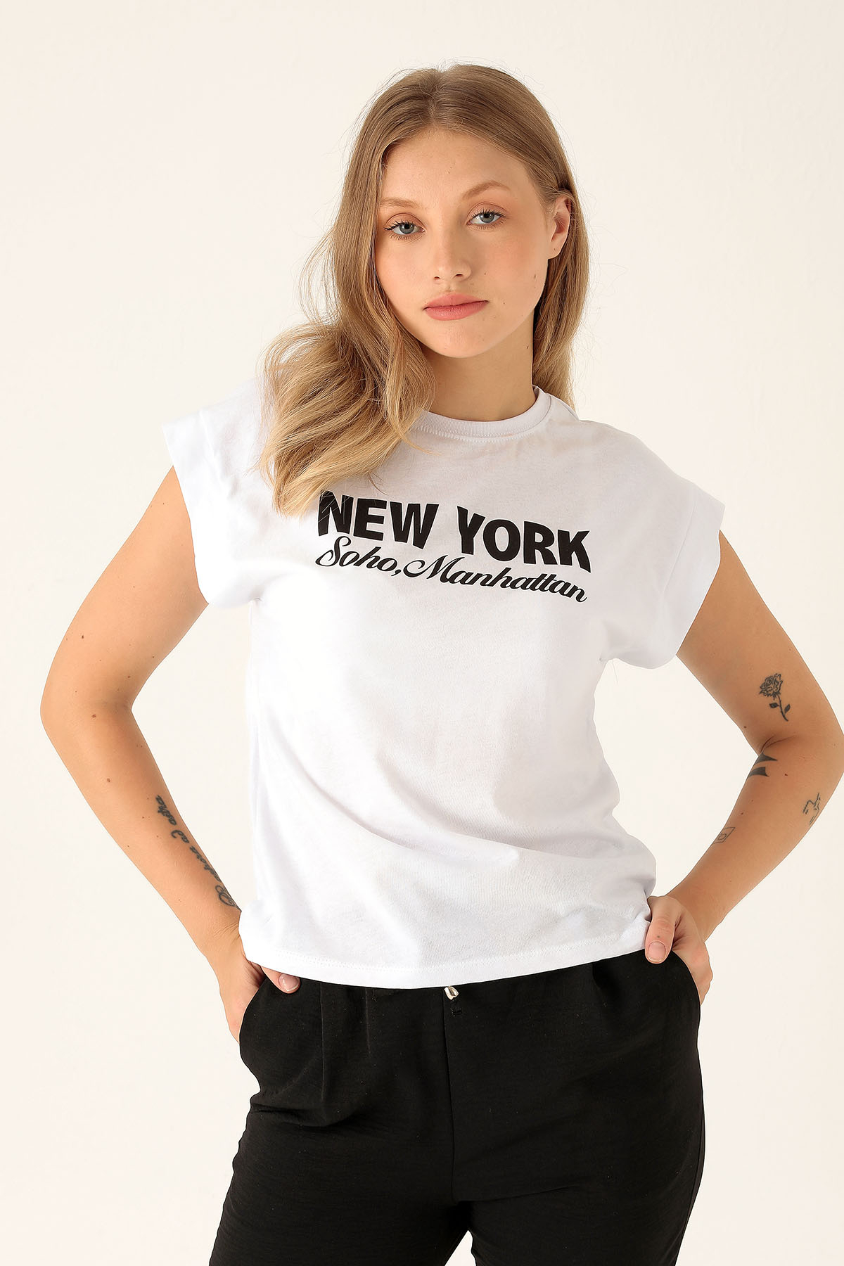 New York Tişört - 9457 Beyaz - 1