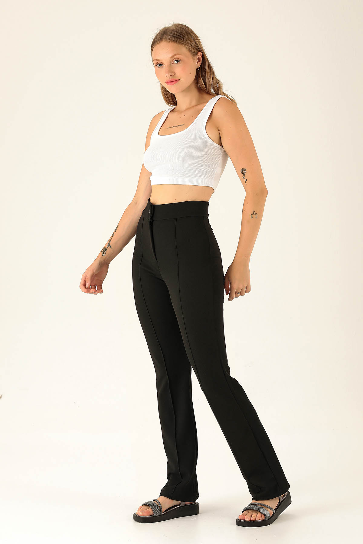 Ön Cima Detaylı Bayan Pantolon - 1240 Siyah - 2