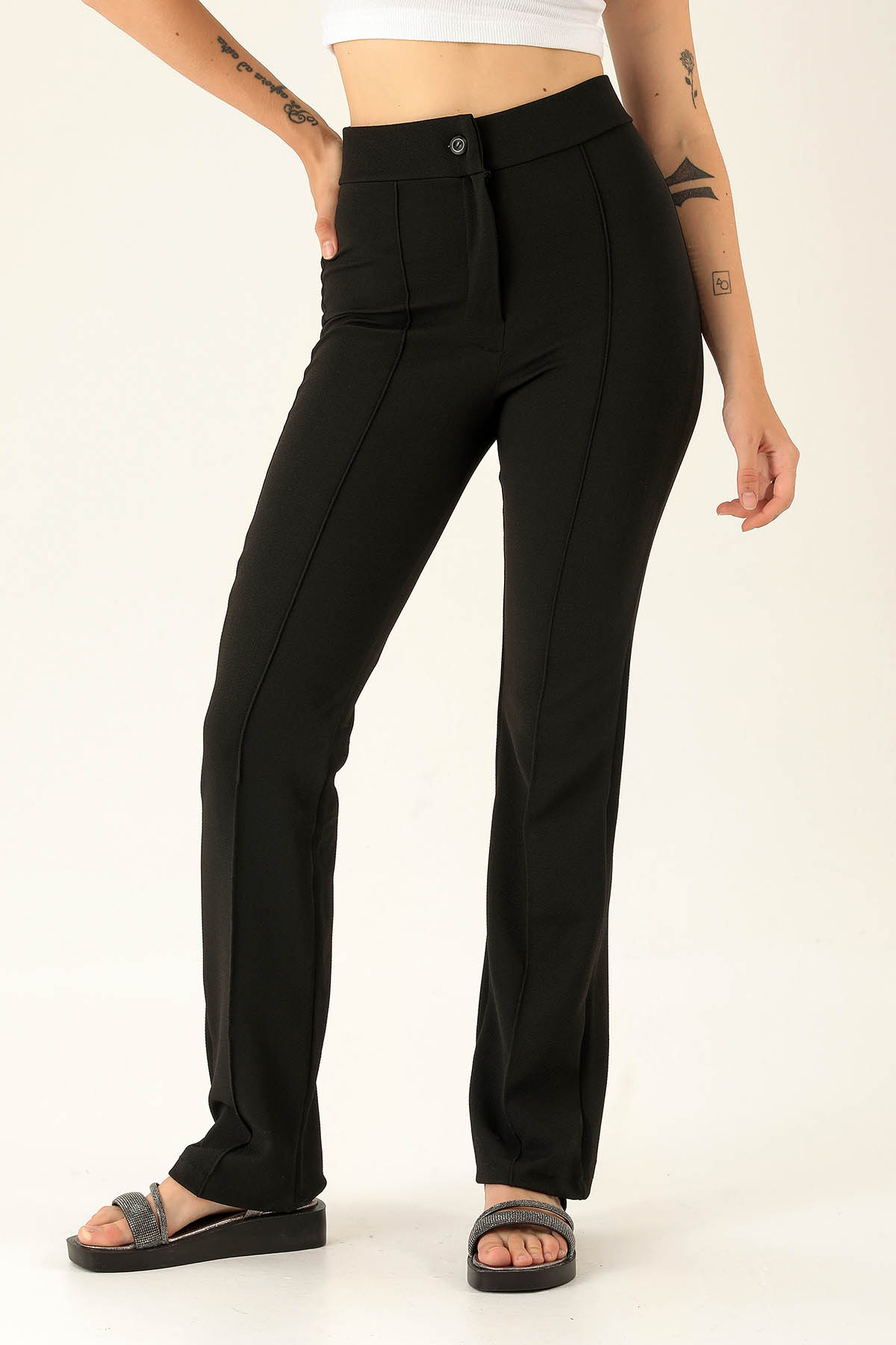 Ön Cima Detaylı Bayan Pantolon - 1240 Siyah - 3