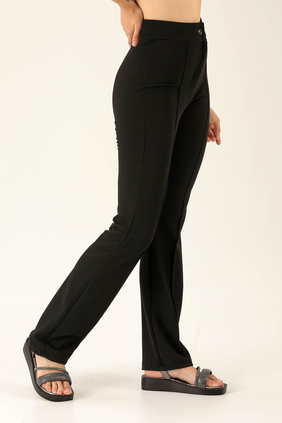 Ön Cima Detaylı Bayan Pantolon - 1240 Siyah - 4