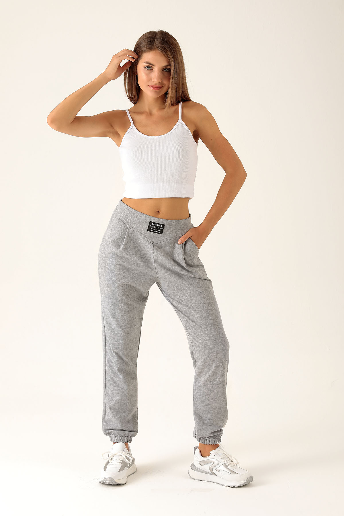 Önü Arma Detay Eşofman - 23374 Gri - 2