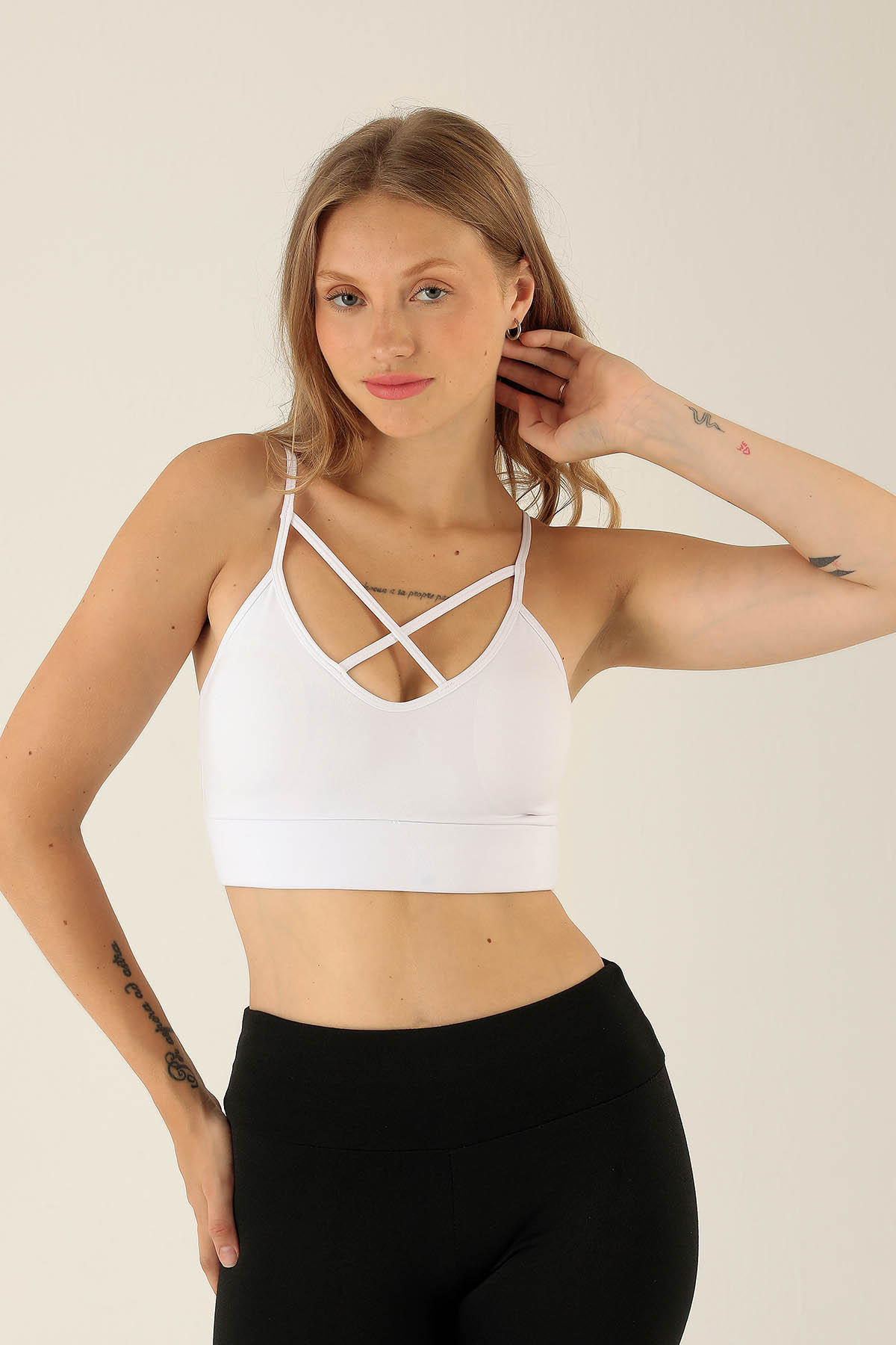 Önü Çapraz Askılı Büstiyer - 9022-1 Beyaz - 1